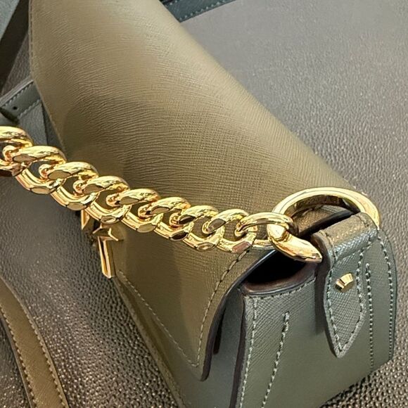 Michael Kors Olive Green  and Gold Logo Crossbody Bag - Picture 6 of 12